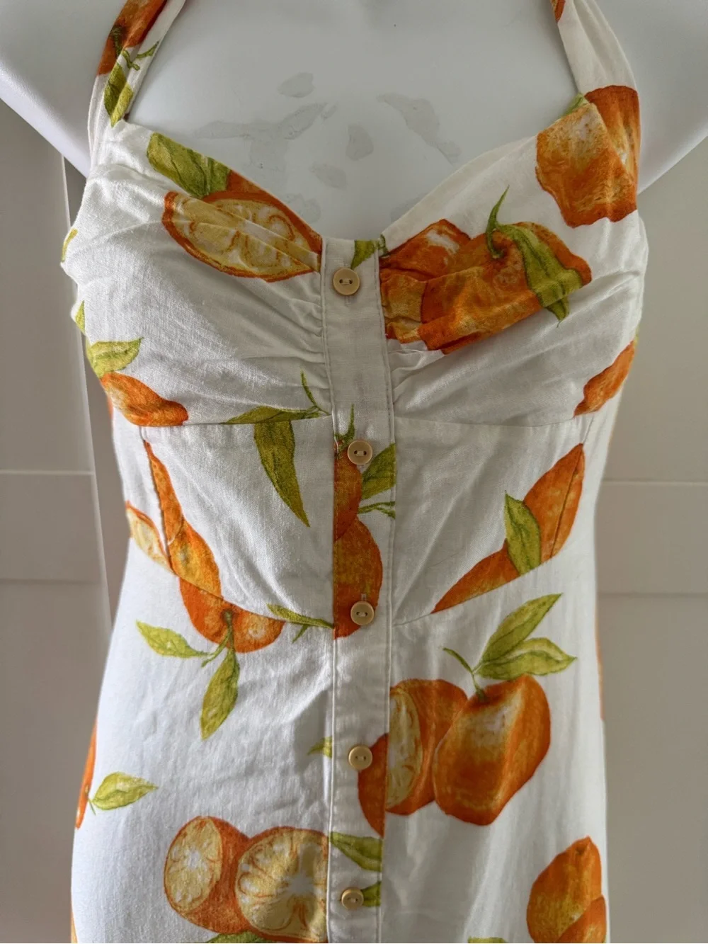 Zara White Dress with Orange & Green Citrus Print - Picture 2 of 4